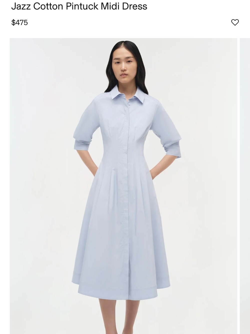 Jazz Cotton Pintuck Midi Dress